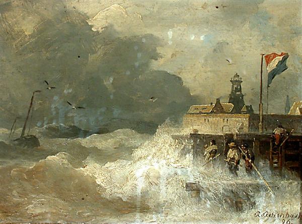 Andreas Achenbach Sturm an der Kuste oil painting picture